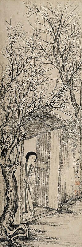 近现代写意人物画《人物四条屏》(3) -69×23cm